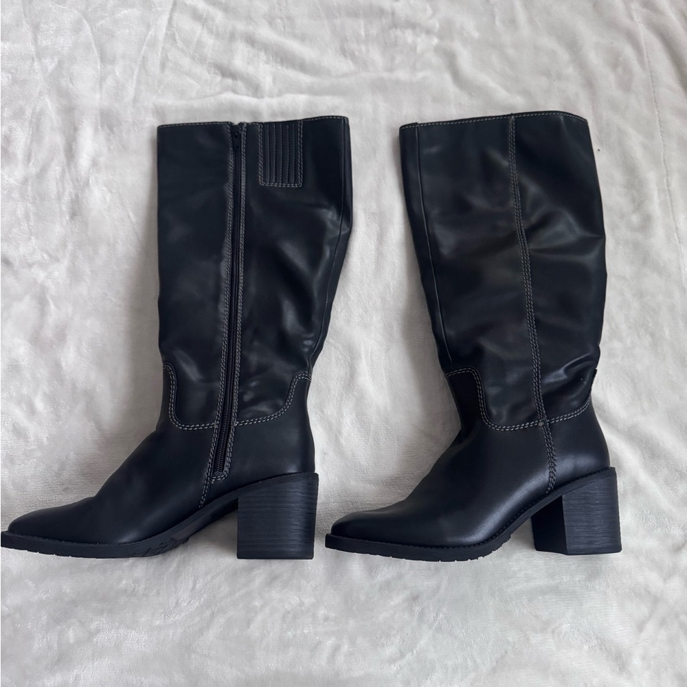 Zodiac Black Mid-Calf Block Heel Boots